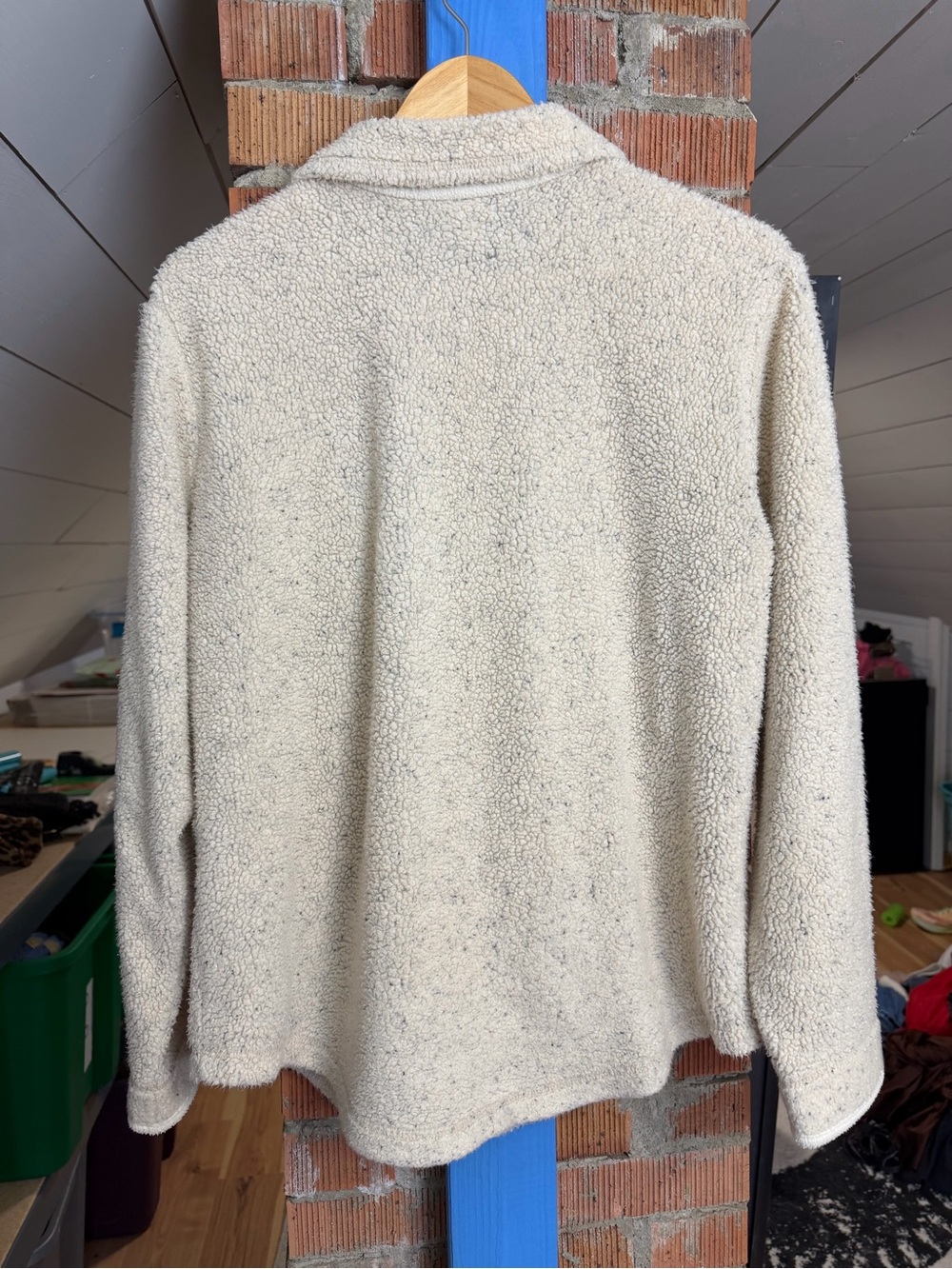 L.L Bean Cream Sherpa Button-Up Shacket - Picture 3 of 4
